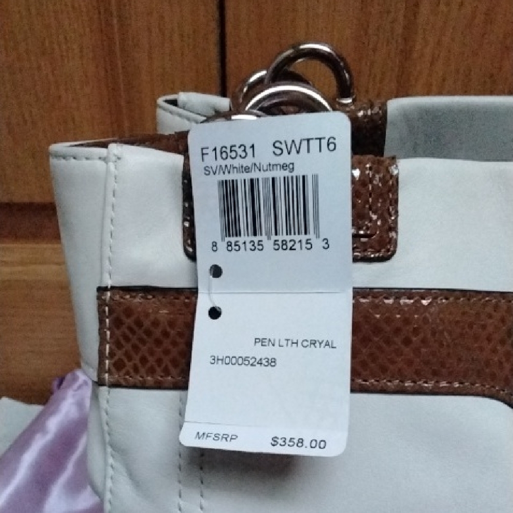 Coach White And Nutmeg Penelope Carryall Handbag - Picture 11 of 11